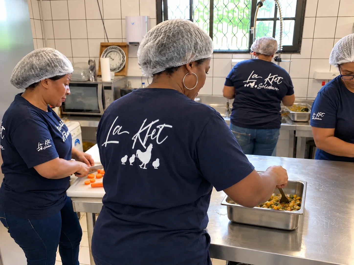 L’équipe de la K’Fet Solidaire au travail en cuisine